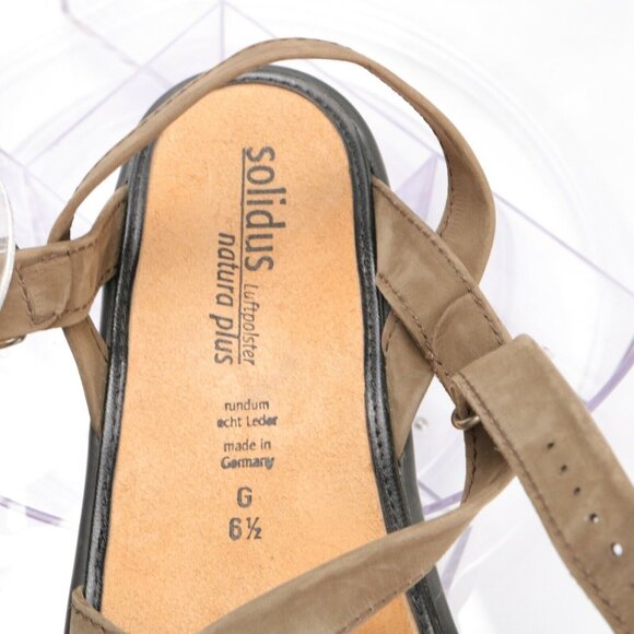 Solidus Womens Sandal Size 8.5 Brown Leather Three Point Adjustable Strap Comfy - Picture 12 of 12